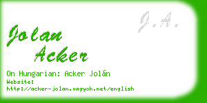 jolan acker business card